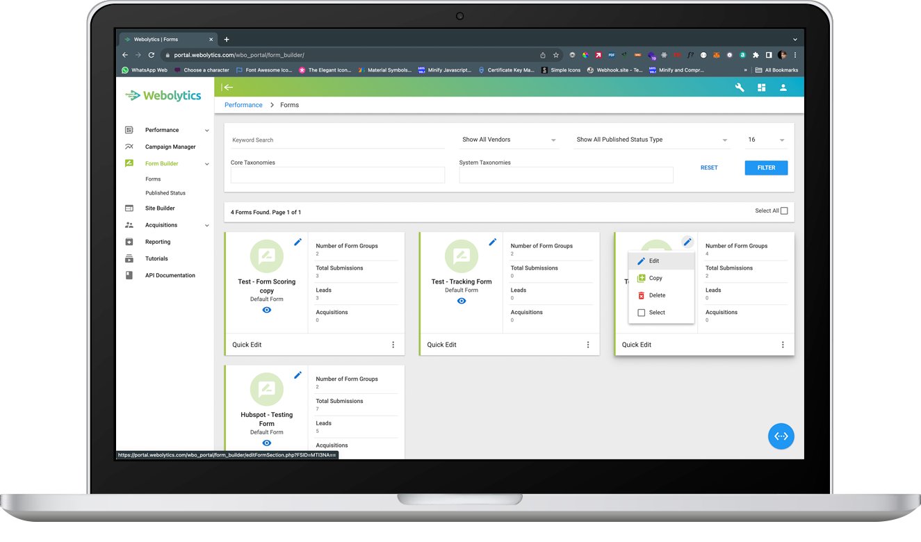 Assigning Taxonomies to Forms