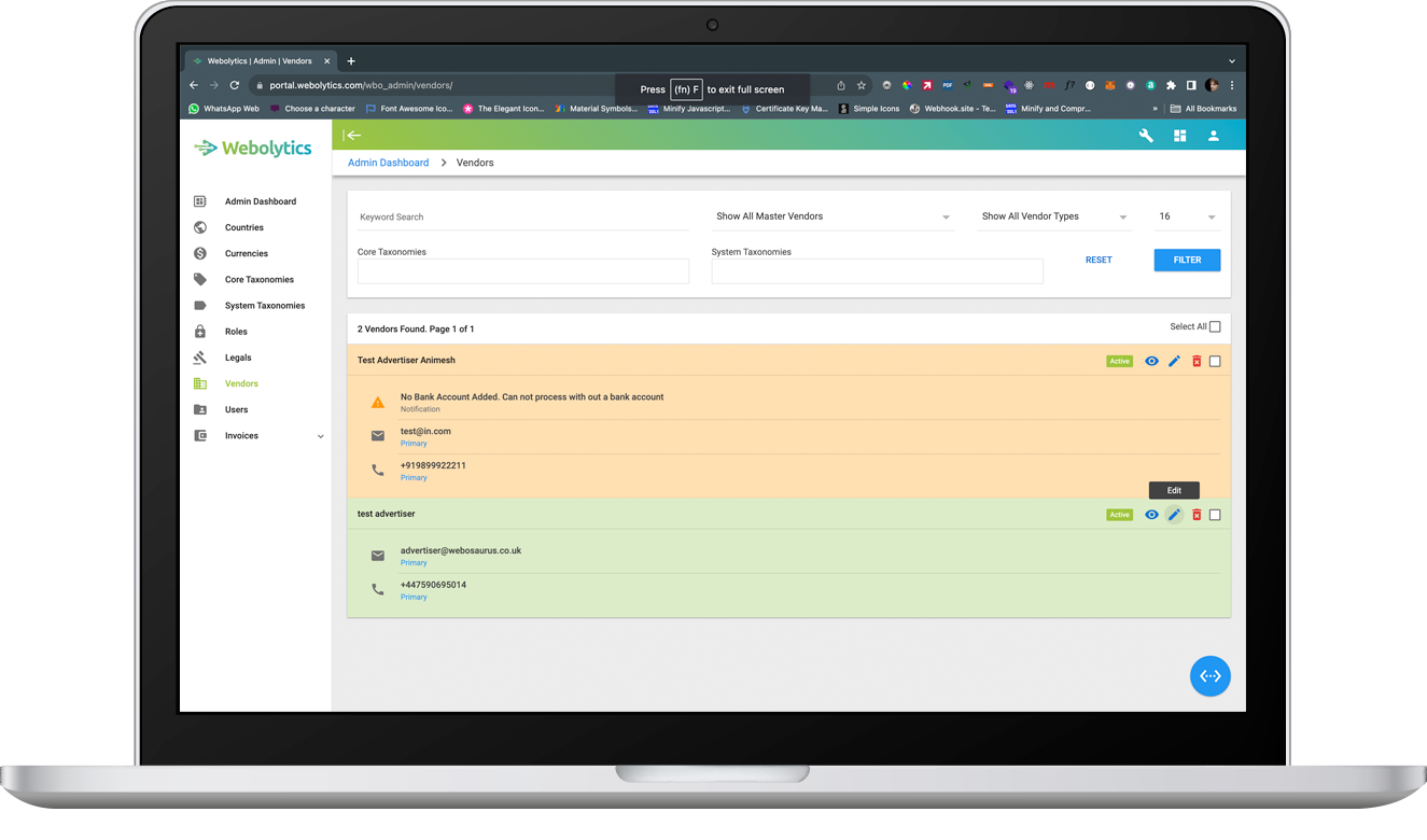 Assigning Taxonomies to Vendors 1