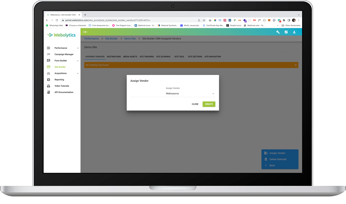 Assigning vendors to a site 2