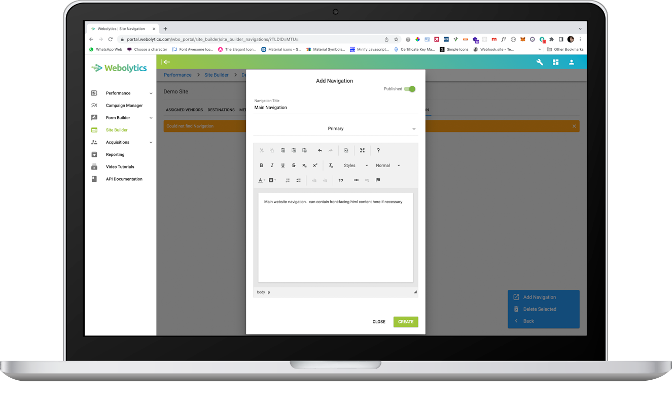 site navigation 2