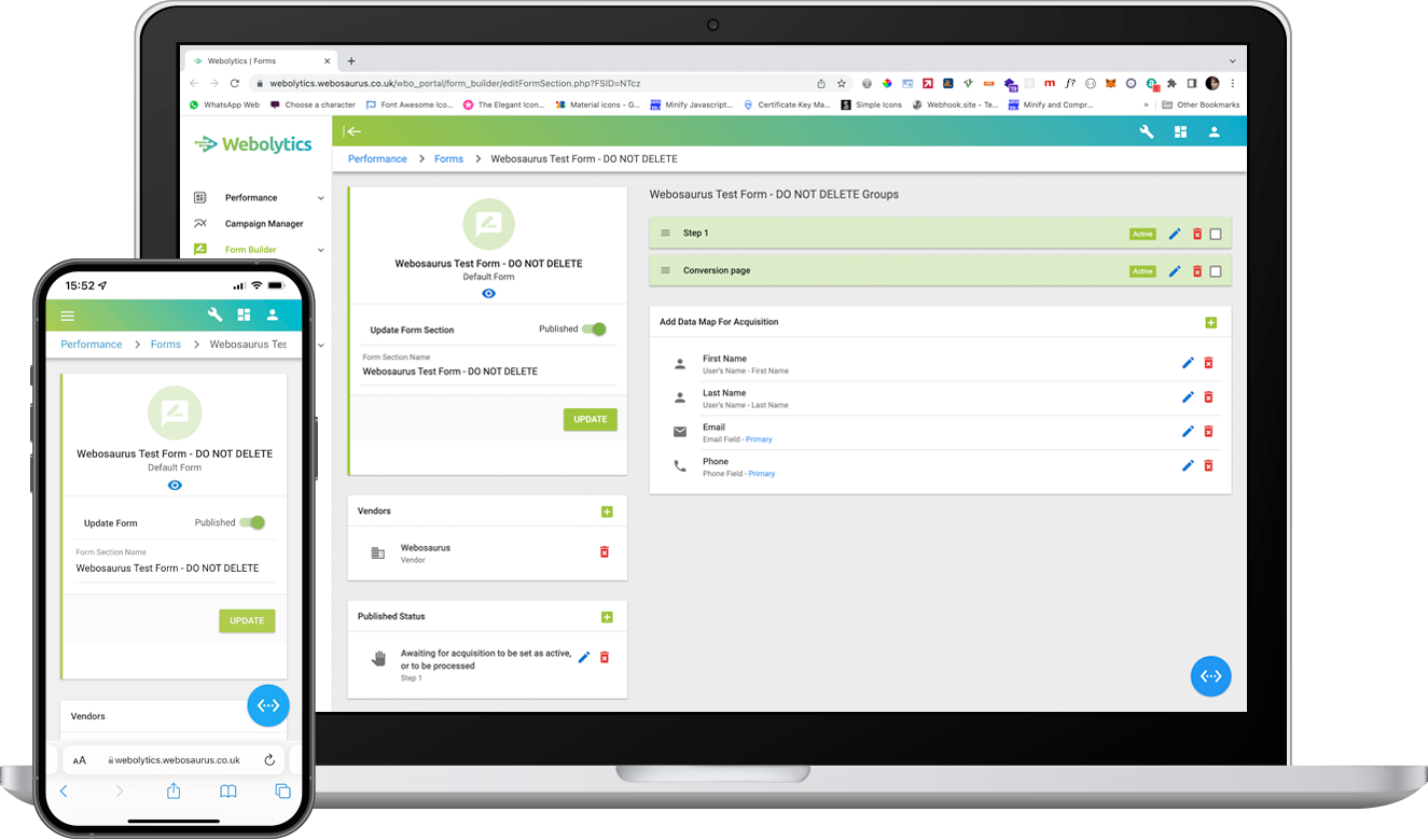 Monitor and Phone - Web forms