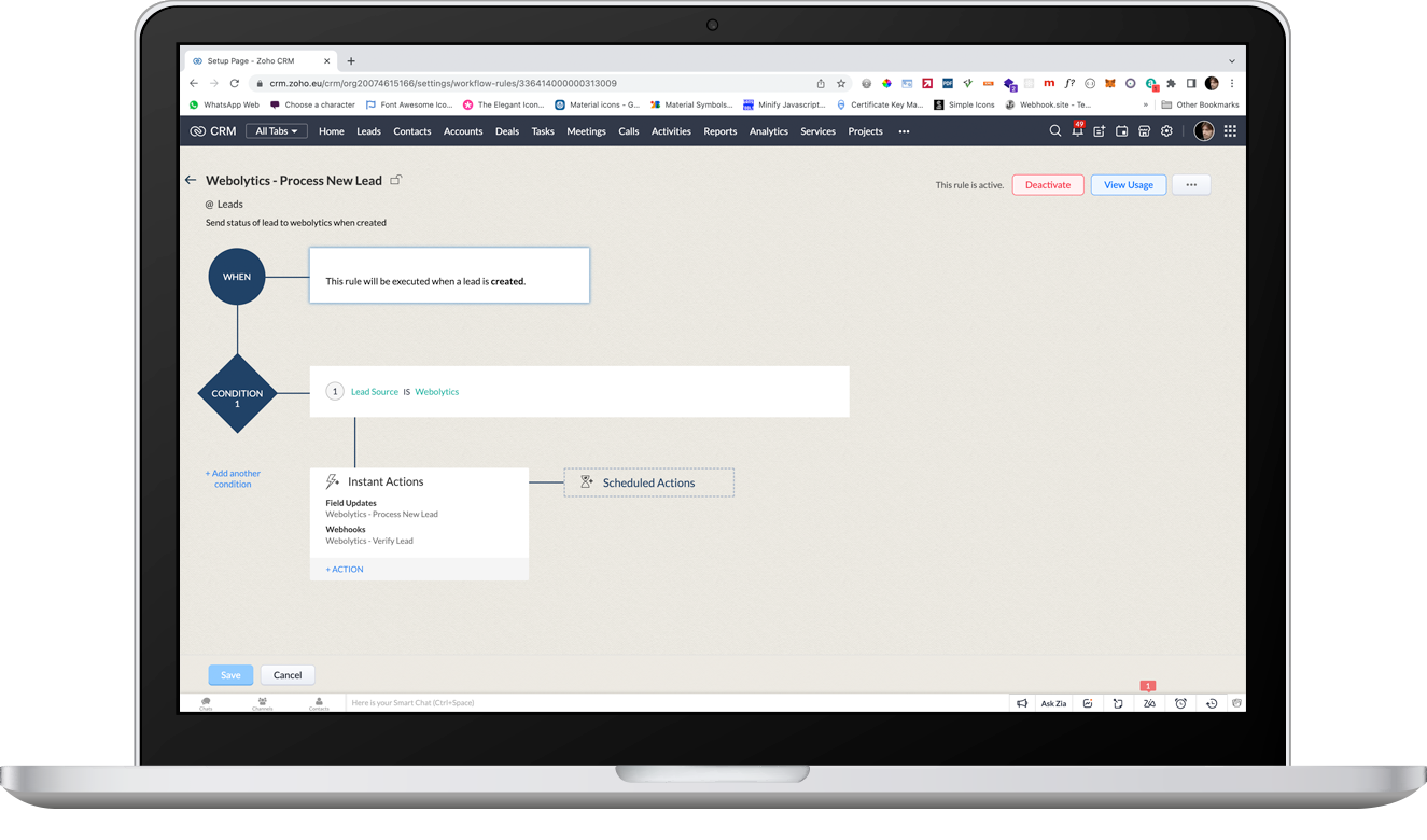 Zoho Workflow Rules - Verify Lead
